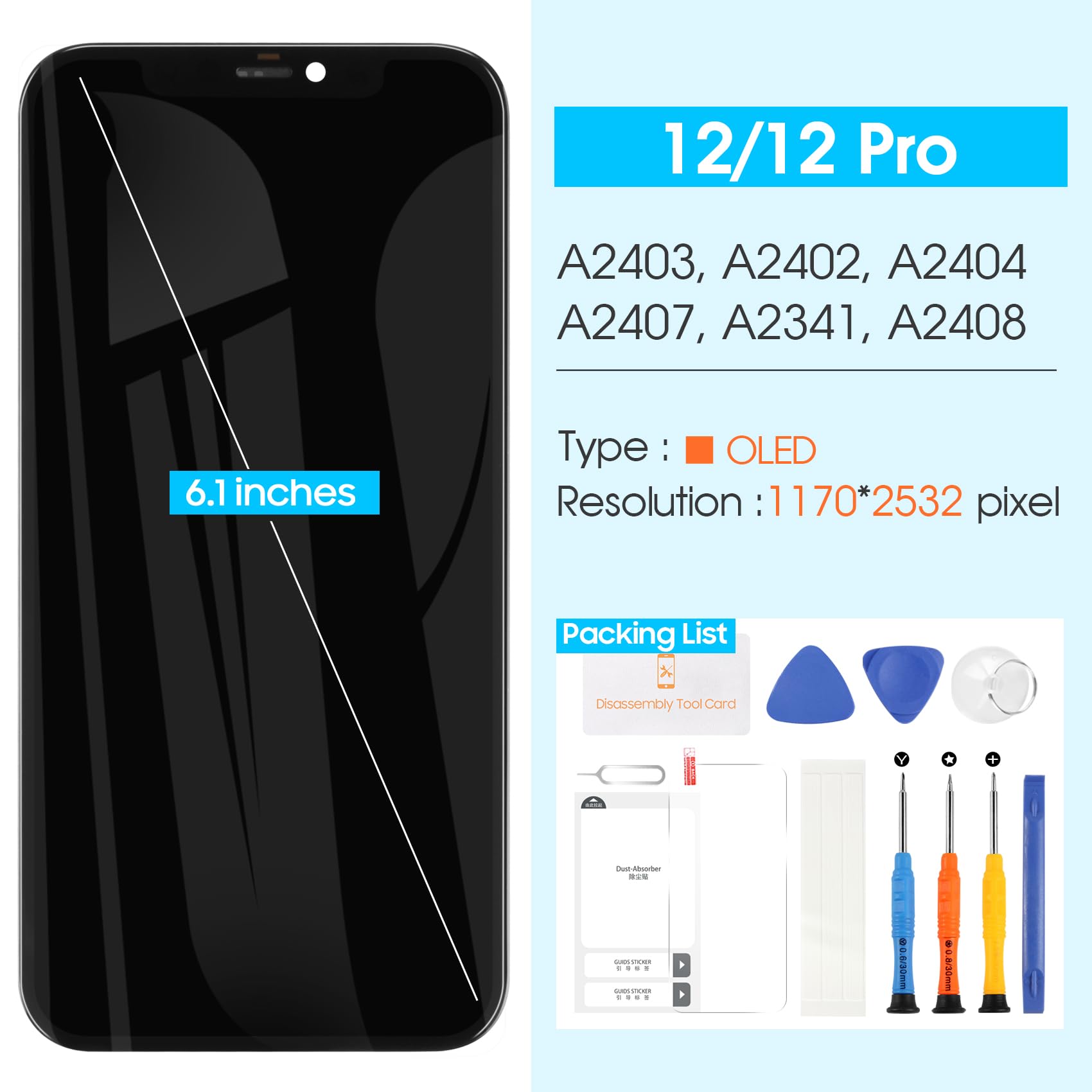 Amazon.com: ARSSLY OLED Screen Replacement Kit for iPhone 12
